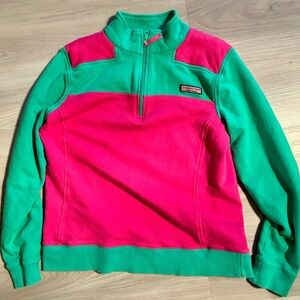 Vineyard Vines Kids MED Quarter Zip Sweatshirt/Jacket - Pink & Green